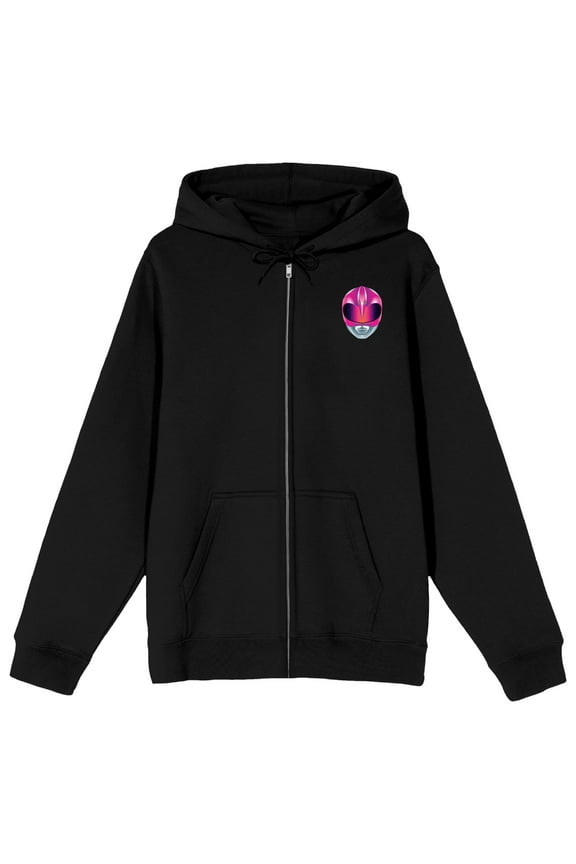 Power Rangers Kimberly With Bow & Arrow Long Sleeve Black Adult Zip-Up Hoodie-Medium