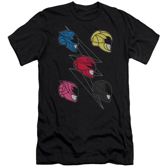 Power Rangers - Line Helmets - Premium Slim Fit Short Sleeve Shirt - Large