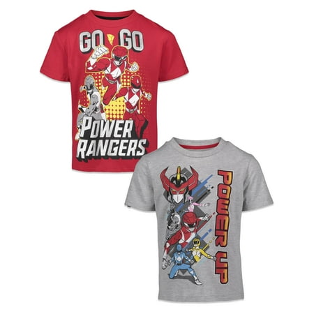 Power Rangers Little Boys 2 Pack Graphic T-Shirts Red/Grey 7-8