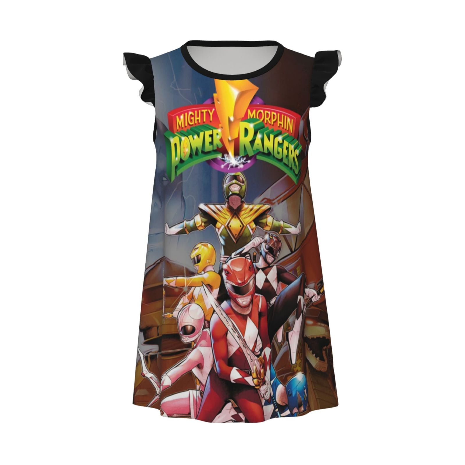 Power Rangers Little Girls Nightgown Short Flutter Sleeve Pajamas ...