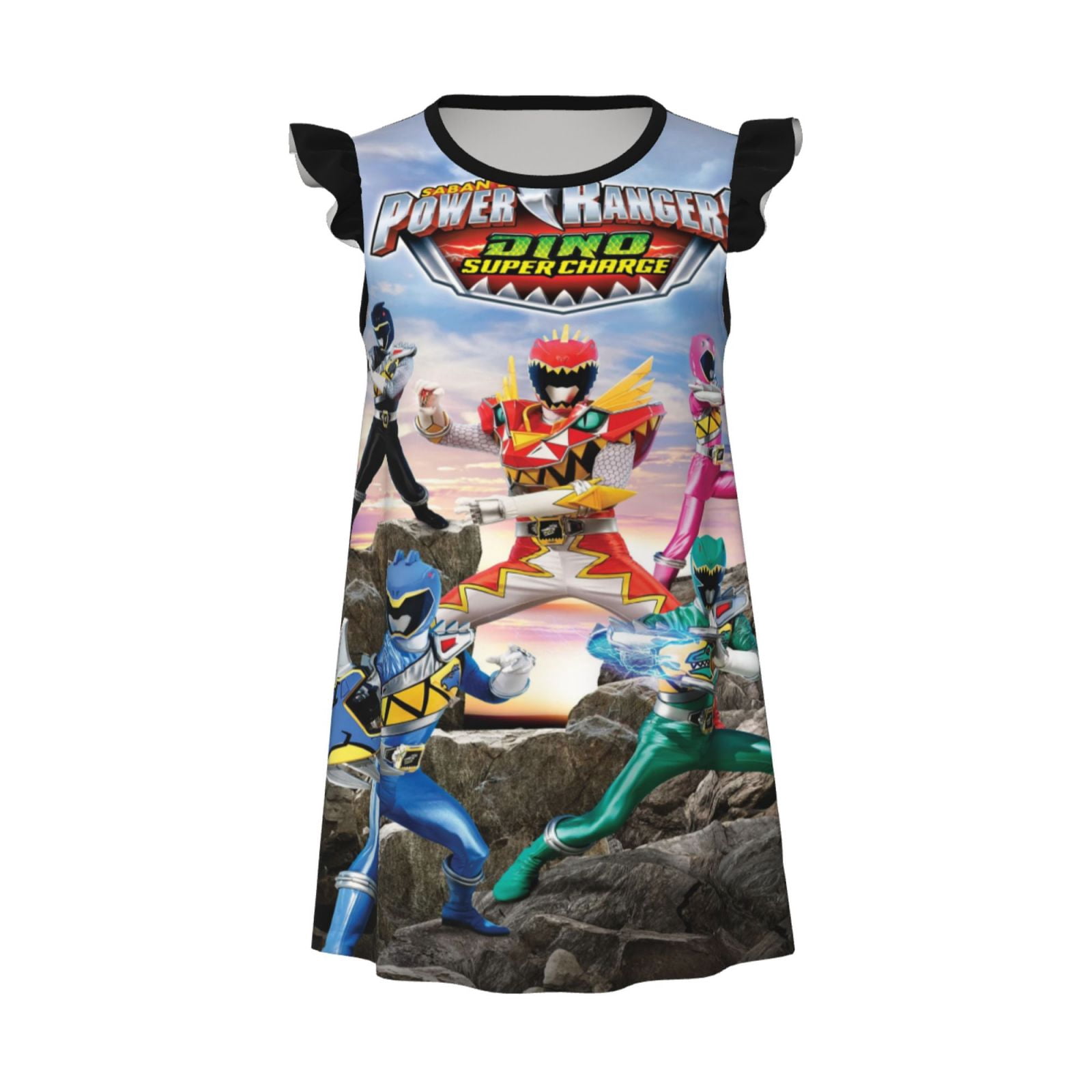 Power Rangers Little Girls Nightgown Short Flutter Sleeve Pajamas ...
