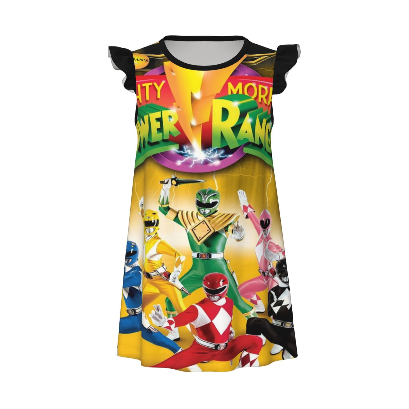 Power Rangers Little Girls Nightgown Short Flutter Sleeve Pajamas ...