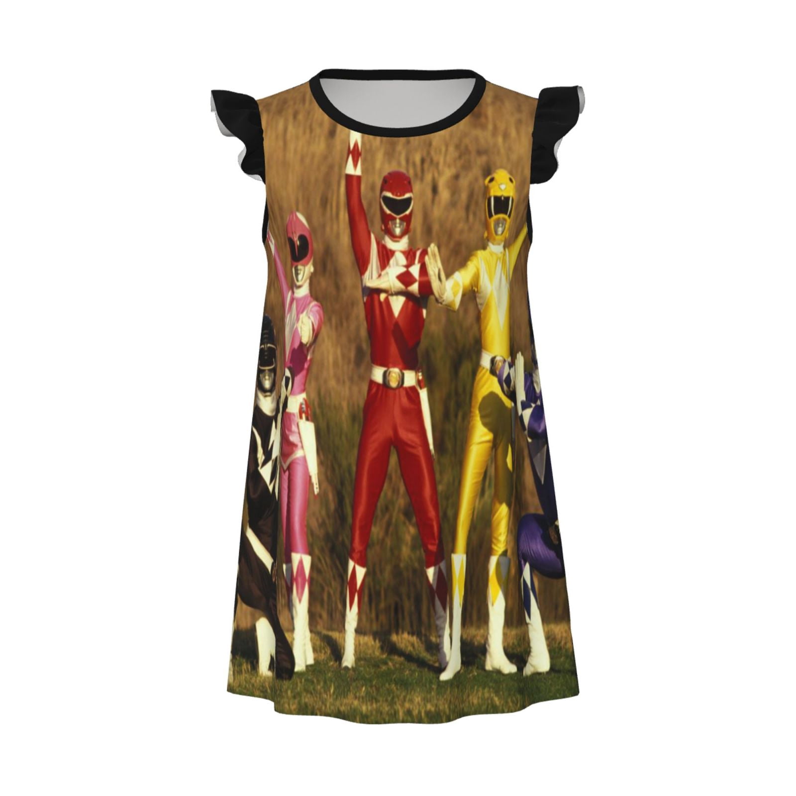 Power Rangers Little Girls Nightgown Short Flutter Sleeve Pajamas ...