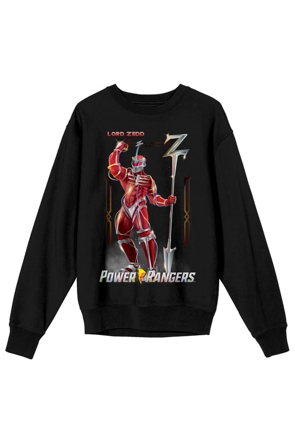 Power Rangers Lord Zedd Crew Neck Long Sleeve Black Adult Sweatshirt-Small