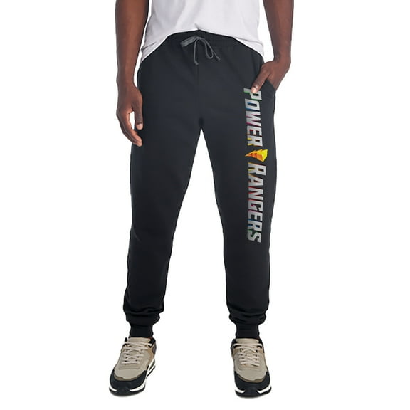 Power Rangers Main Logo Unisex Jogger Sweatpants with Pockets for Men and Women, Black, Large