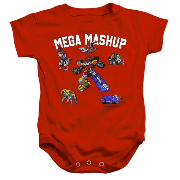 Power Rangers Mega Mashup Megazord Unisex Infant Snap Suit for Baby (12 Months) Red