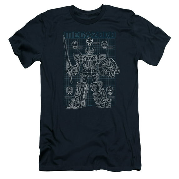 Power Rangers Mega Plans Adult 30/1 T-Shirt Navy