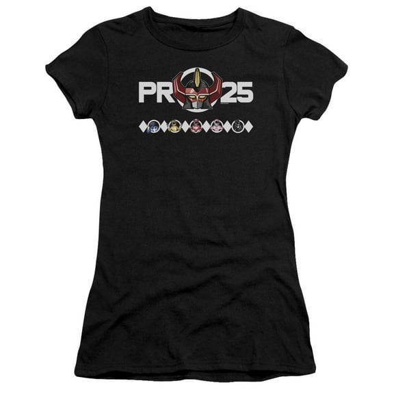 Power Rangers Megazord 25 Junior Women's T-Shirt Sheer Black