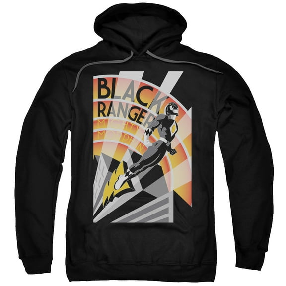 Power Rangers Men's  Black Ranger Deco Hooded Sweatshirt Black