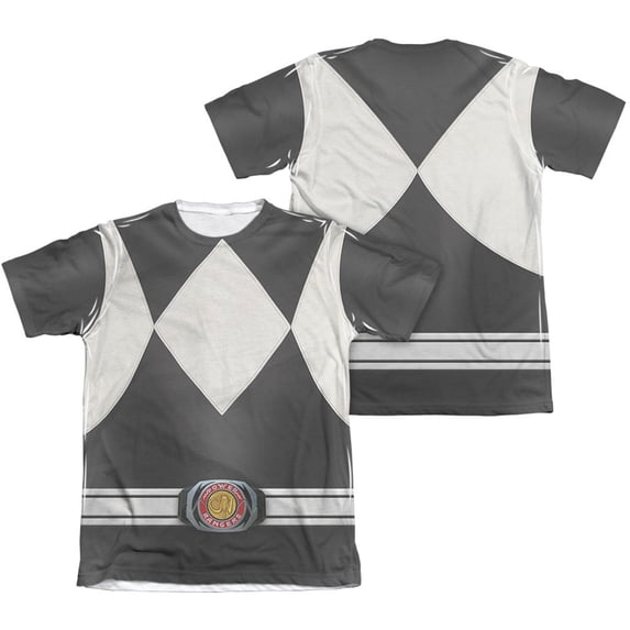Power Rangers Men's Black Ranger Sublimation T-shirt X-Large White