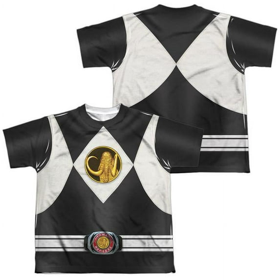 Power Rangers Men's Black Ranger Uniform Sublimation T-shirt White
