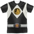 thumbnail image 1 of Power Rangers Men's  Black Ranger Uniform Sublimation T-shirt White, 1 of 2