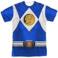 thumbnail image 1 of Power Rangers Men's  Blue Ranger Emblem Sublimation T-shirt White, 1 of 2