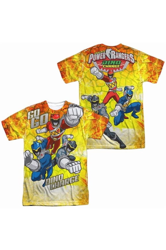 Power Rangers Men's Go Go Dino Charge Sublimation T-shirt White
