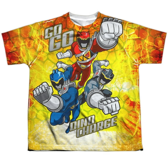 Power Rangers Men's Go Go Dino Charge Sublimation T-shirt White