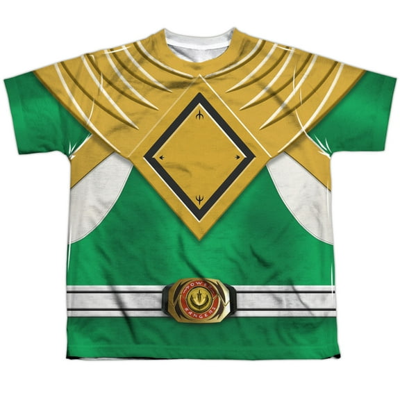 Power Rangers Men's  Green Ranger Sublimation T-shirt White