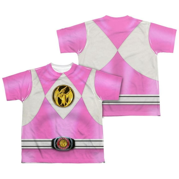 Power Rangers Men's  Pink Ranger Emblem  Sublimation T-shirt White