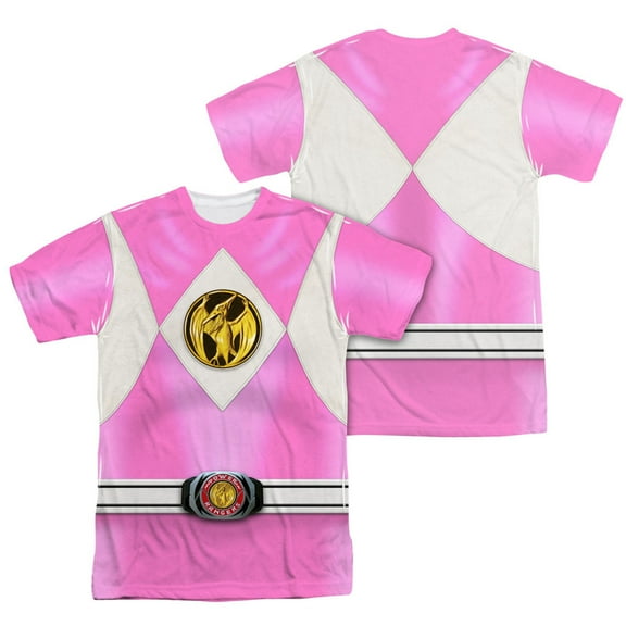 Power Rangers Men's Pink Ranger Emblem  Sublimation T-shirt XX-Large White