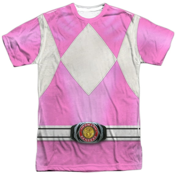 Power Rangers Men's  Pink Ranger Sublimation T-shirt White