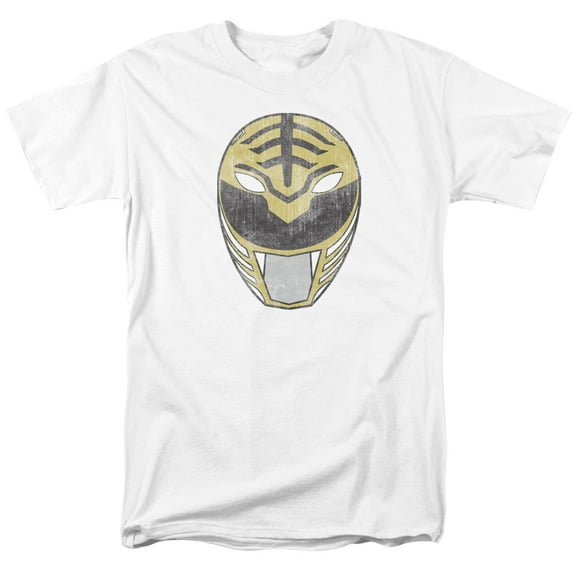 Power Rangers Men's White Ranger Mask T-shirt XXXX-Large White