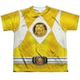 thumbnail image 1 of Power Rangers Men's  Yellow Ranger Emblem Sublimation T-shirt White, 1 of 2