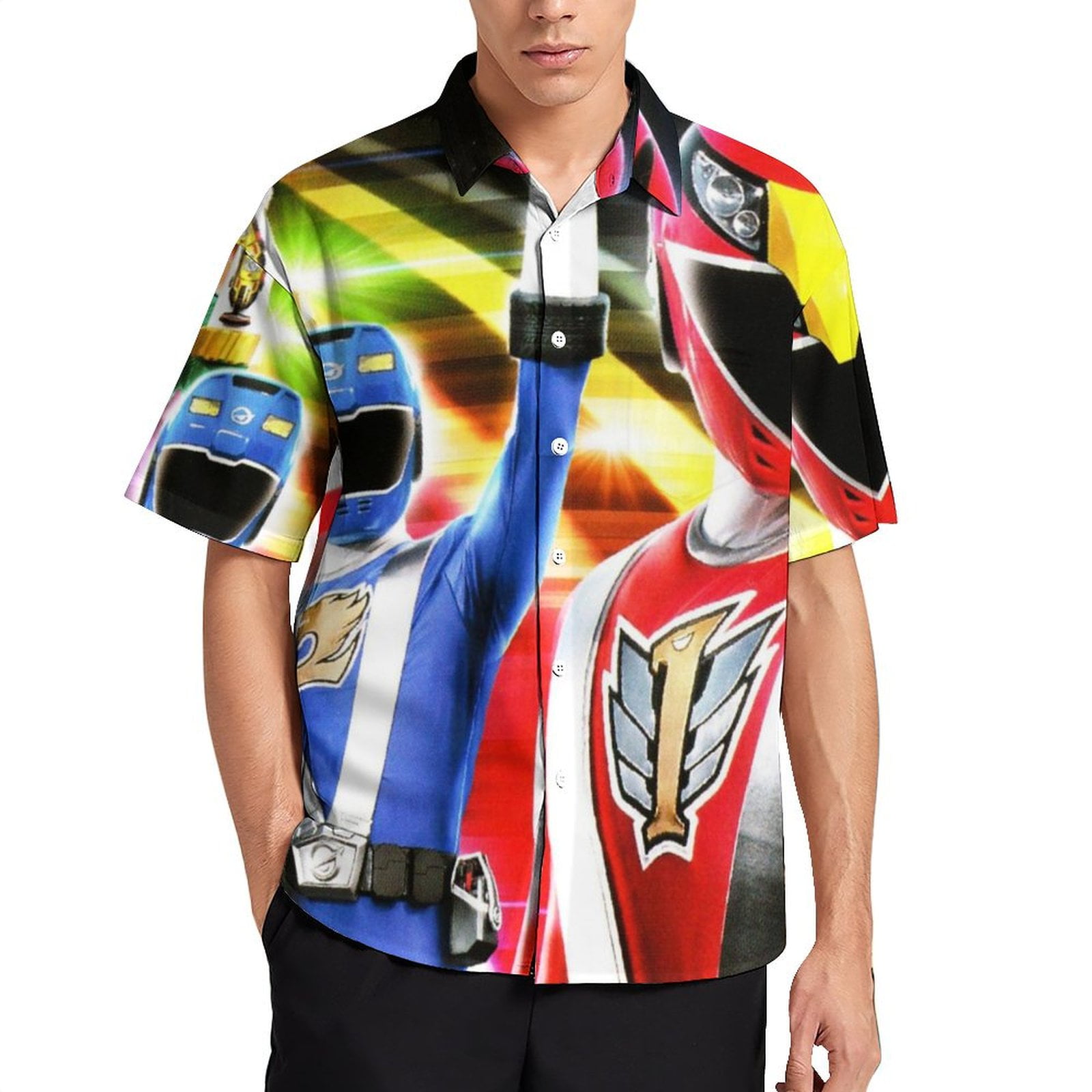 Power Rangers Mens Hawaiian Shirt Short Sleeve Button Down Shirts ...