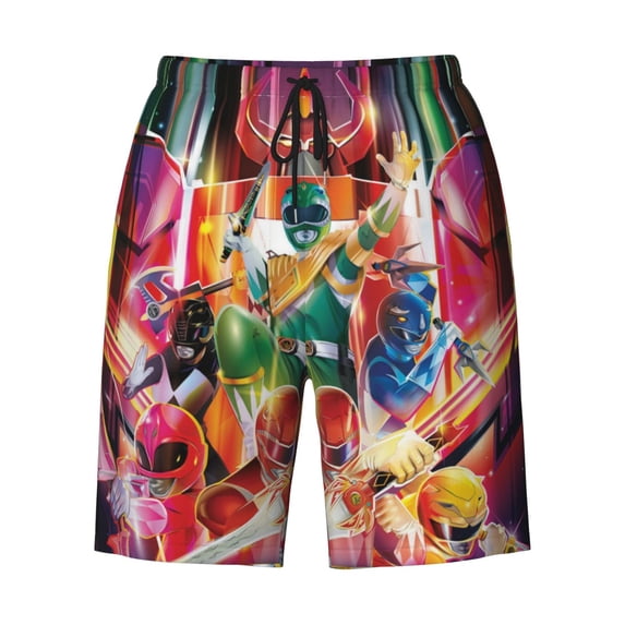 Power Rangers Mens Swim Trunks Quick Dry Board Shorts with Mesh Lining, Hawaii Beach Shorts Swimwear Bathing Suits