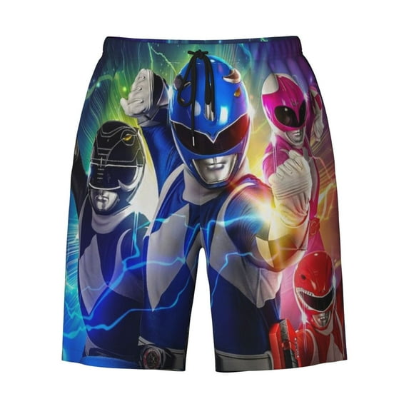 Power Rangers Mens Swim Trunks Quick Dry Board Shorts with Mesh Lining, Hawaii Beach Shorts Swimwear Bathing Suits