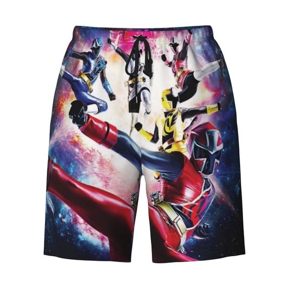 Power Rangers Mens Swim Trunks Quick Dry Board Shorts with Mesh Lining, Hawaii Beach Shorts Swimwear Bathing Suits