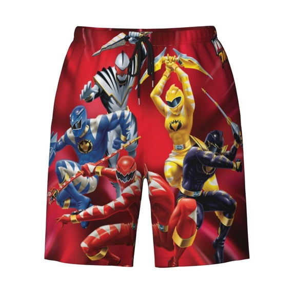 Power Rangers Mens Swim Trunks Quick Dry Board Shorts with Mesh Lining, Hawaii Beach Shorts Swimwear Bathing Suits