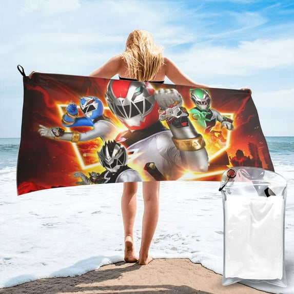 Power Rangers Microfiber Beach Towel Oversized Lightweight Quick Dry Sand Free Large Towels for Swimming Pool Camping Beach Accessories Travel Things for Vacation Essentials Gift