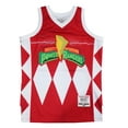 thumbnail image 1 of Power Rangers Mighty Morphin Men's Headgear Classics Embroidered Basketball Jersey (Large, Red), 1 of 2