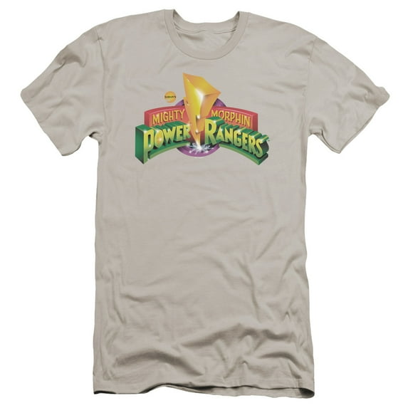 Power Rangers Mmpr Logo Premium Adult Slim Fit 30/1 T-Shirt Silver