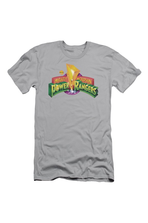 Power Rangers Mmpr Logo Adult 30/1 T-Shirt Silver