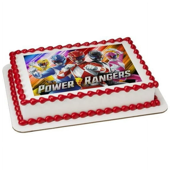 Power Rangers Morphin Time Happy Birthday Edible Image Cake Topper For Quarter Sheet Cake By TNCT