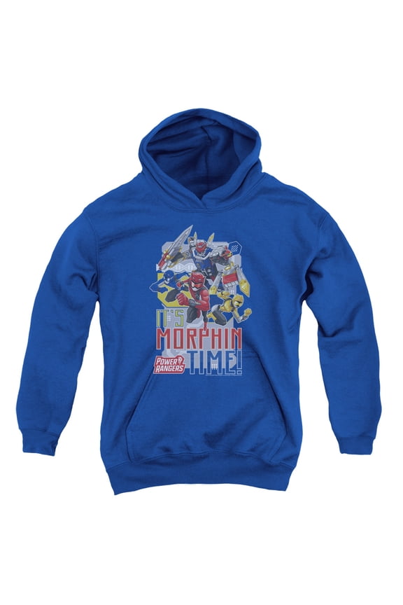 Power Rangers Morphin Time Youth Pullover Hoodie Sweatshirt Royal Blue