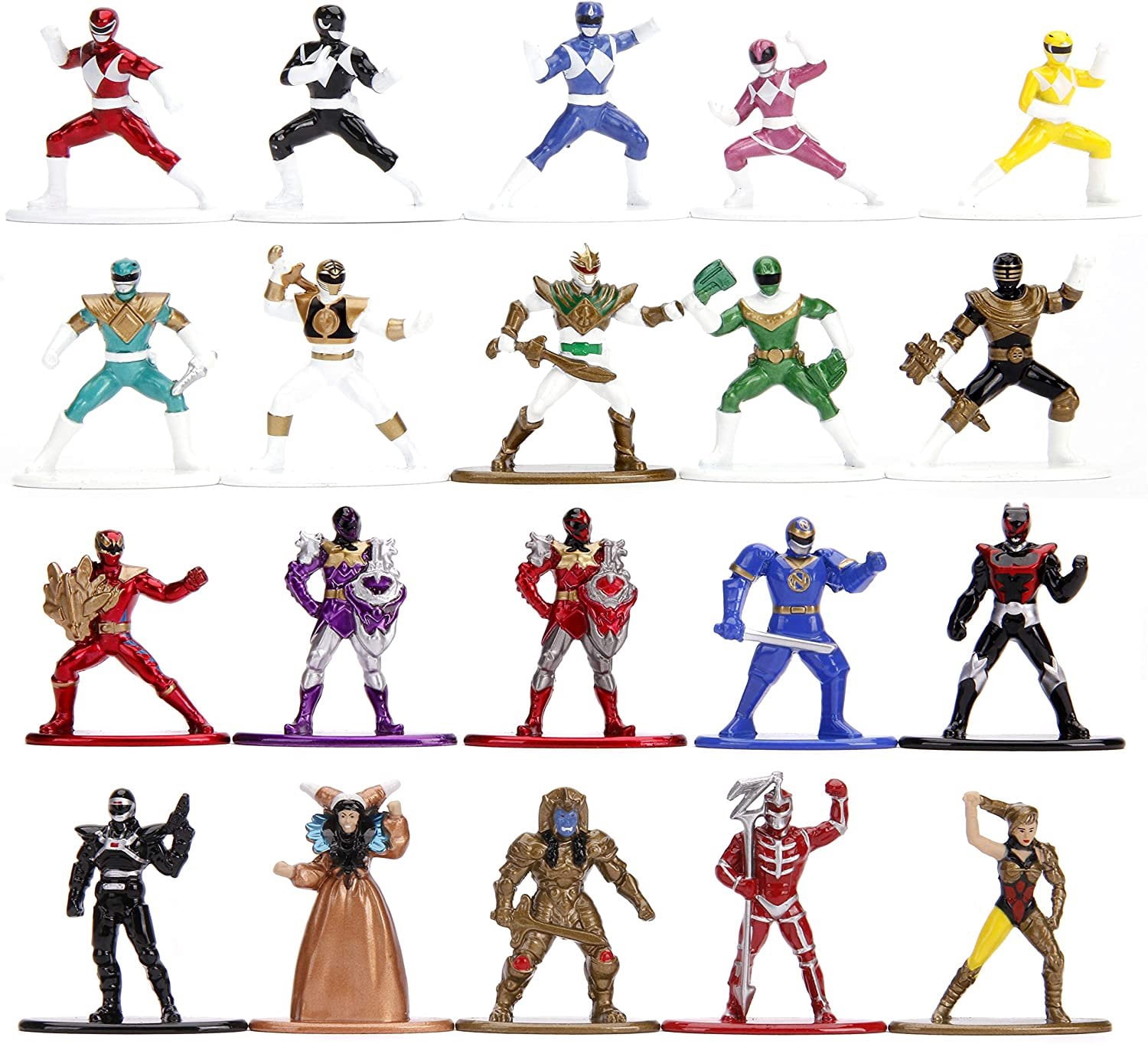 Jada Toys Nano Metalfigs Power Rangers 1.65" Die-Cast Metal Collectible Figures 20-Pack, Toys for Kids and Adults