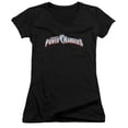 thumbnail image 1 of Power Rangers New Logo Junior Women's V-Neck T-Shirt Black, 1 of 2