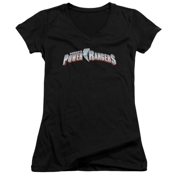 Power Rangers New Logo Junior Women's V-Neck T-Shirt Black