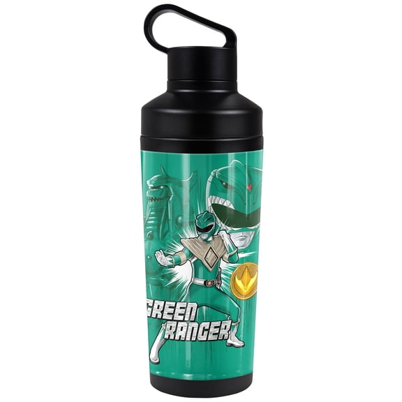 Power Rangers Official Green Ranger 18 oz Insulated Water Bottle, Leak Resistant, Vacuum Insulated Stainless Steel with 2-in-1 Loop Cap