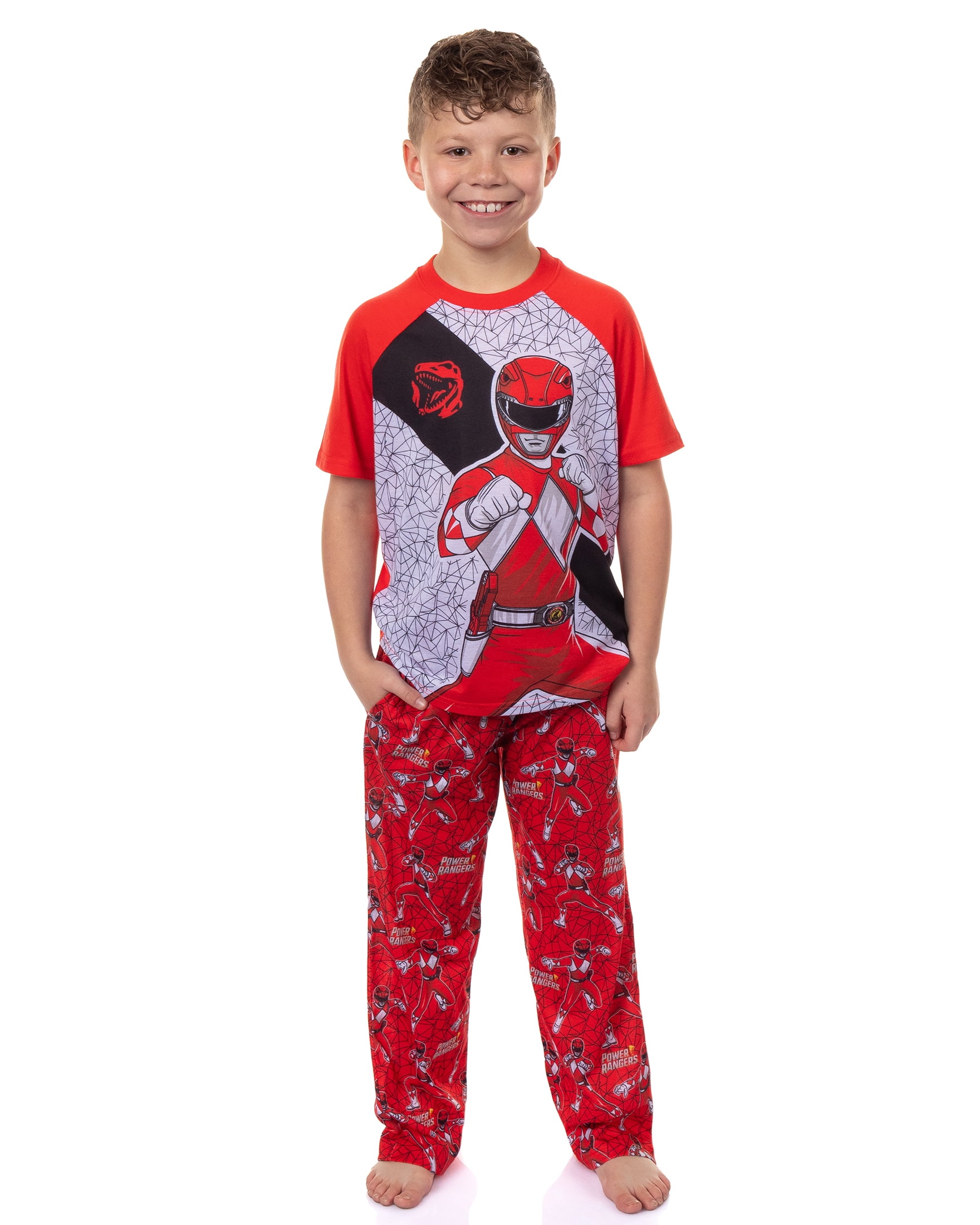 Sleepy Ranger Power Rangers Pajamas Boys' Raglan Short Sleeve and Pant 2-Piece Sleep ...