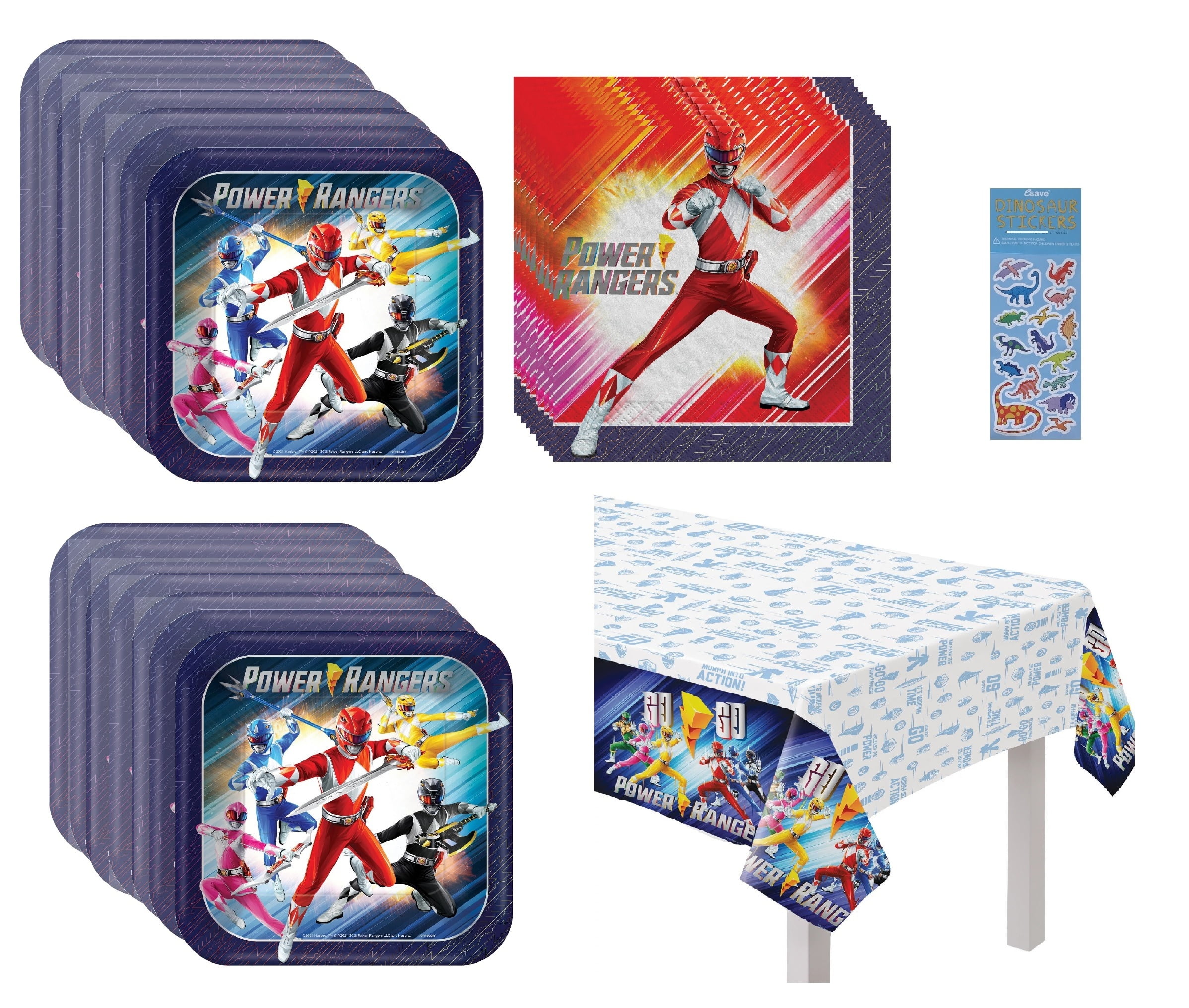 Power Rangers Party Supplies Bundle includes 16 Lunch Paper Plates, 16