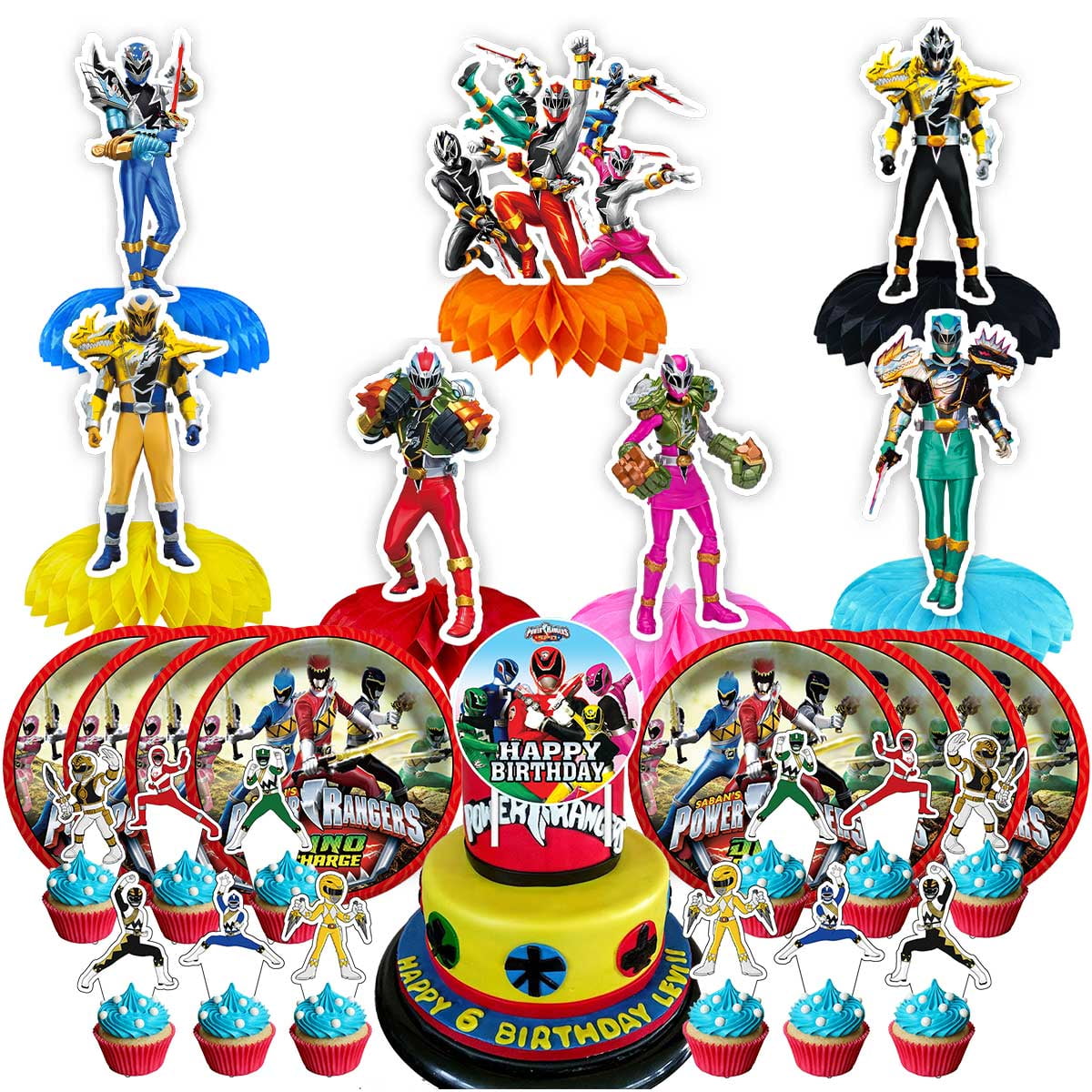 Power Rangers Party Supplies Decor Plates Fans Decorations Honeycomb Centerpieces Cake Toppers