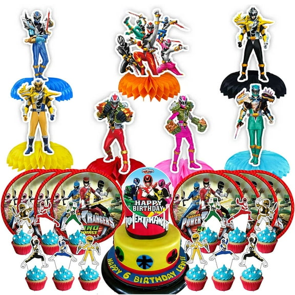 Power Rangers Party Supplies Decor Plates Fans Decorations Honeycomb Centerpieces Cake Toppers