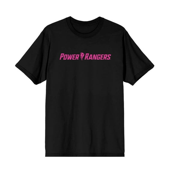 Power Rangers Pink Ranger Firing Bow Adult Black Crew Neck Short Sleeve T-shirt-XS