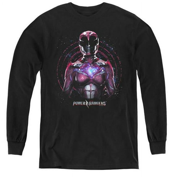 Power Rangers & Pink Ranger Youth Long Sleeve Tee Shirt, Black - Extra Large