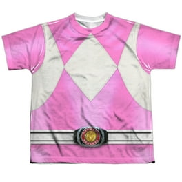 Power Rangers Men s Pink Ranger Emblem Sublimation T shirt White Walmart