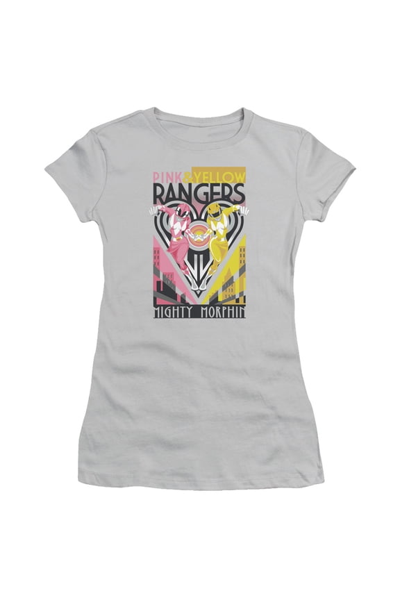 - Pink & Yellow Deco - Juniors Teen Girls Cap Sleeve Shirt - Medium