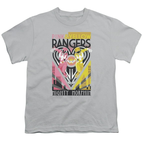 Power Rangers - Pink & Yellow Deco - Youth Short Sleeve Shirt - Large