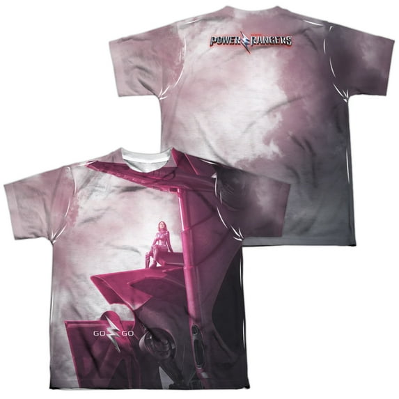Power Rangers - Pink Zord Poster (Front/Back Print) - Youth Short Sleeve Shirt - Large